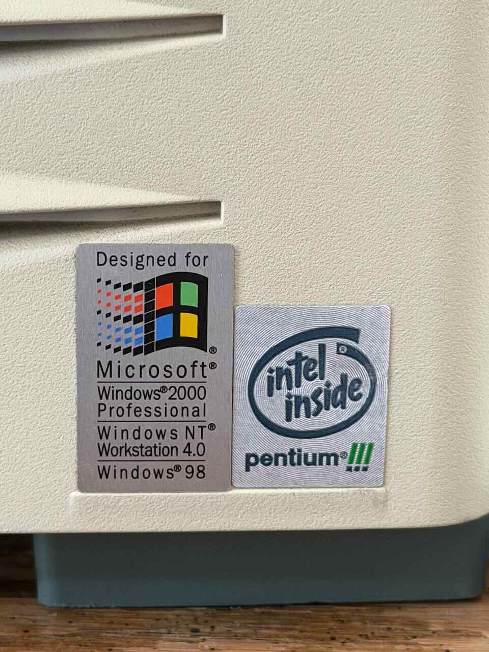Windows and Pentium III logo on front
